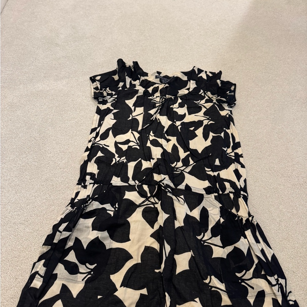 French Connection Black and Cream Floral Dress